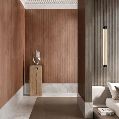These porcelain tiles change appearance depending on where you're standing