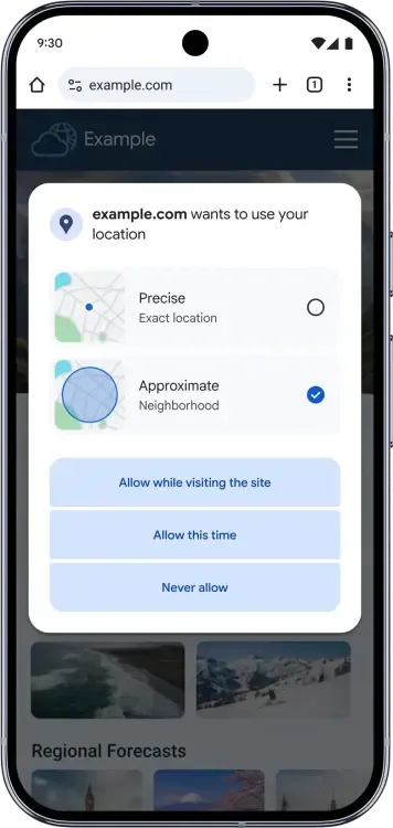 Chrome for Android now lets you share your approximate location instead of your exact one